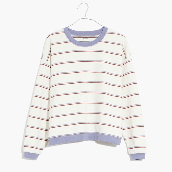 Madewell Tops - Madewell Striped Crewneck Sweater - Cream and Purple